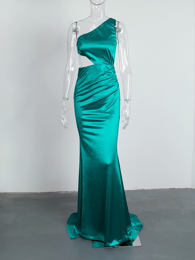Homecoming Dresses: One Shoulder Bandage Sleeveless Bodycon Satin Stretch