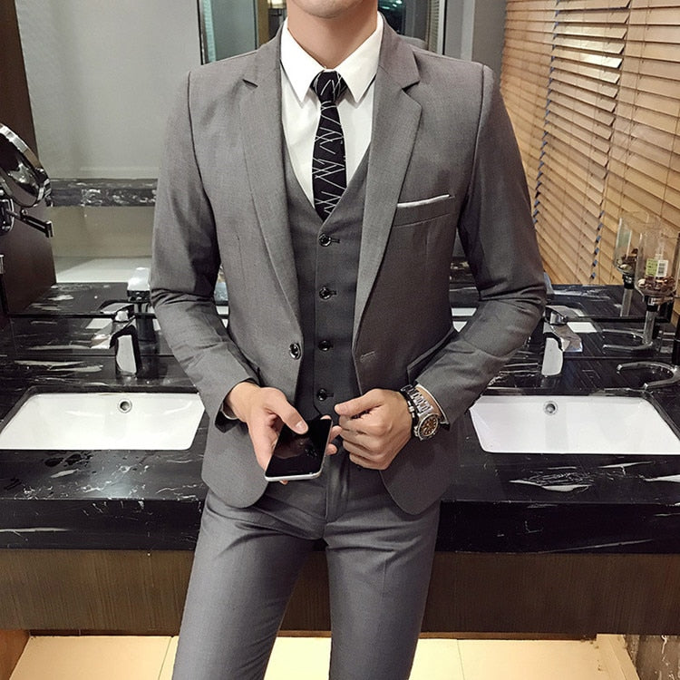 Tuxedo for Mens: Blazers Pants Vest 3 Pieces Sets Fashion Men Casual Boutique Business