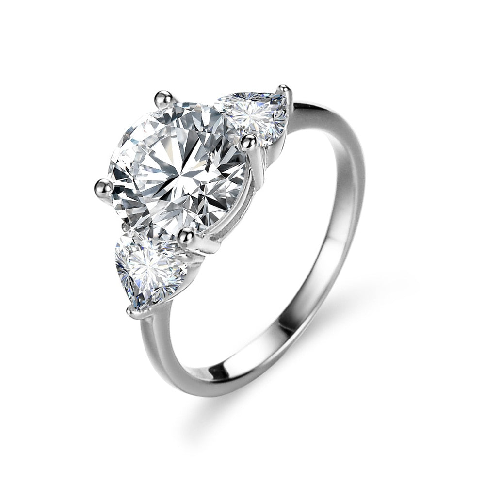 Silver Moissanite Silver Ring 3ct VVS 9MM with Certificate 100%