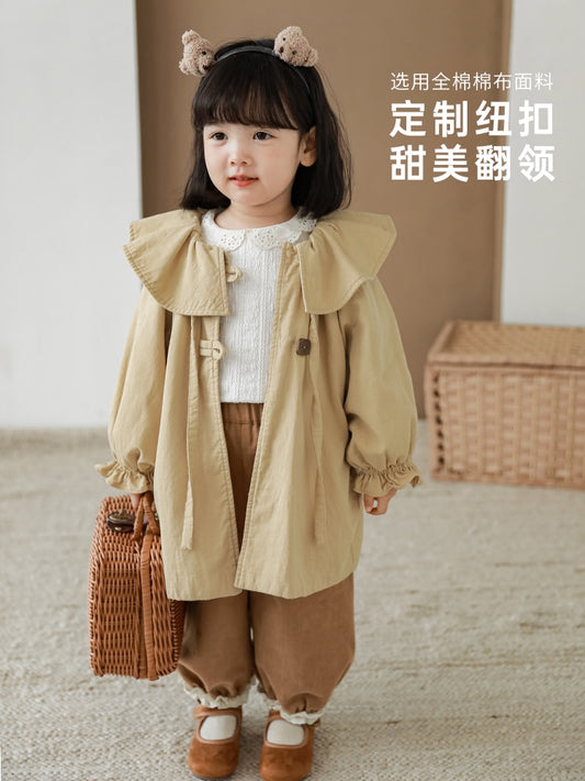 Children Windbreaker Autumn Girl Personality Lotus Leaf