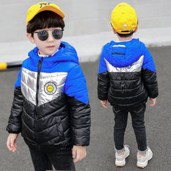 Winter Boys Jackets Thicken Keep Warm Double-Sided Wear Hooded Kids Coat