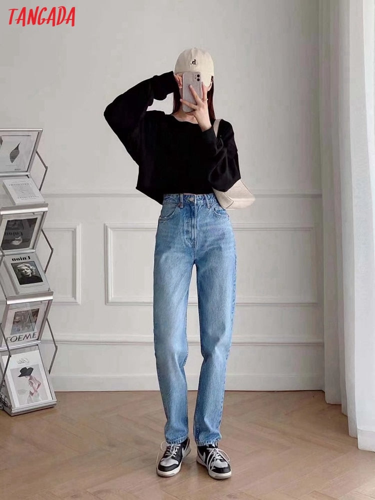 Fashion Casual Black Jeans Pants for Women Trousers Pockets