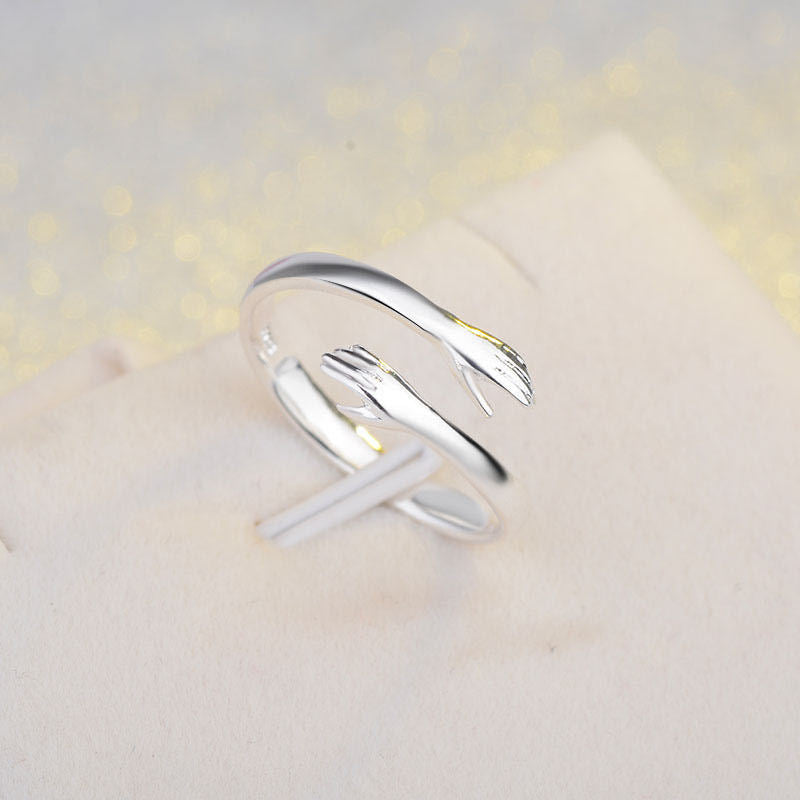 Valentine Day Gift Love Hug Open Ring Retro Simple Rings Letter Finger