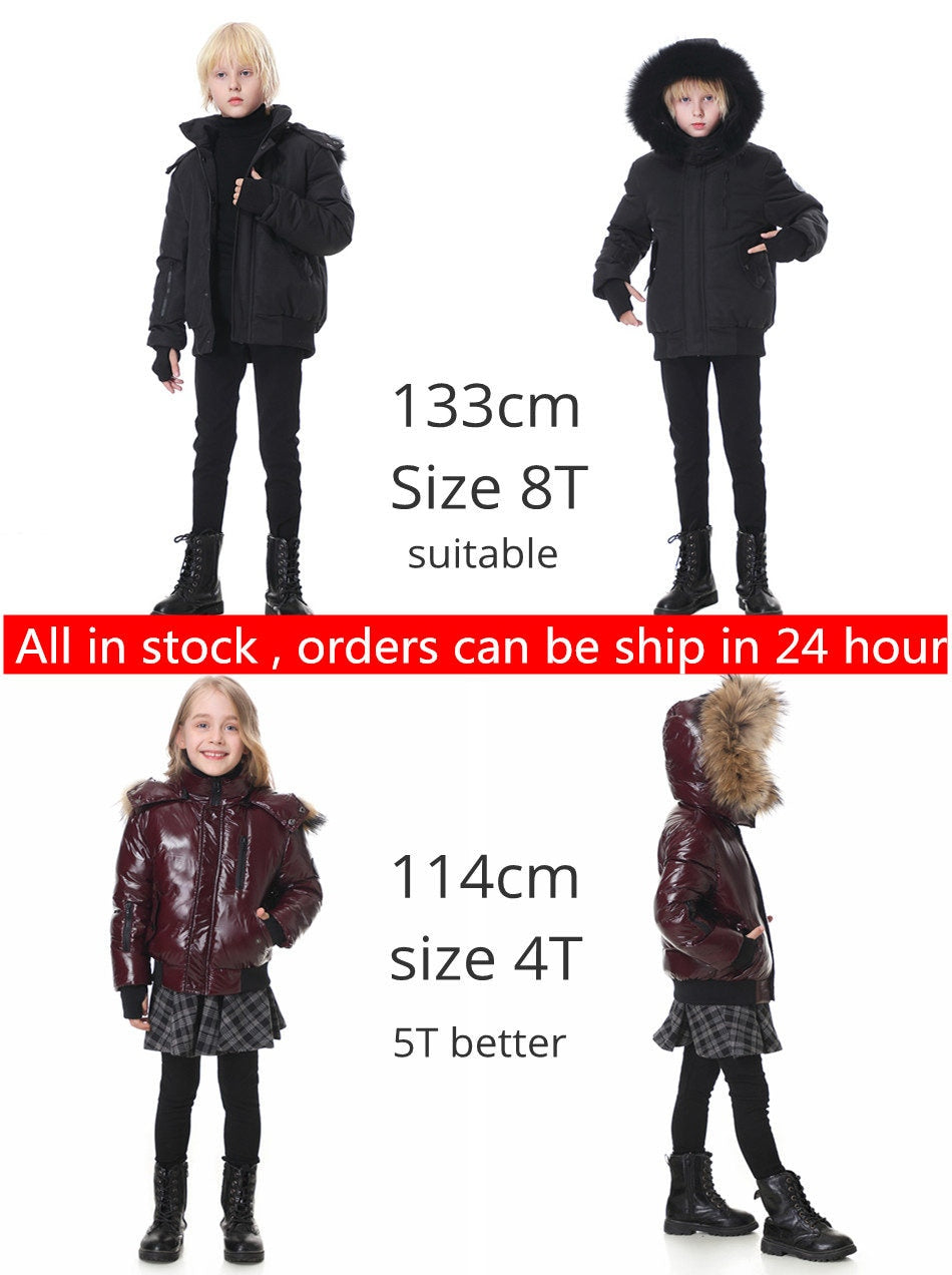 super warm filling white duck down winter coats for kids- Teenager