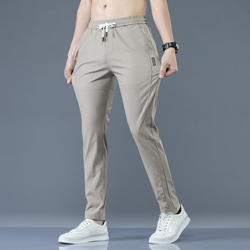 Men Trousers Spring Summer Thin Green Solid Color