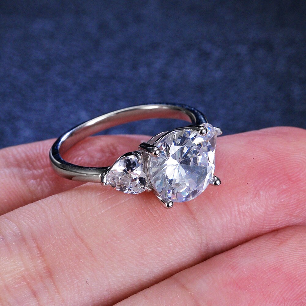 Silver Moissanite Silver Ring 3ct VVS 9MM with Certificate 100%