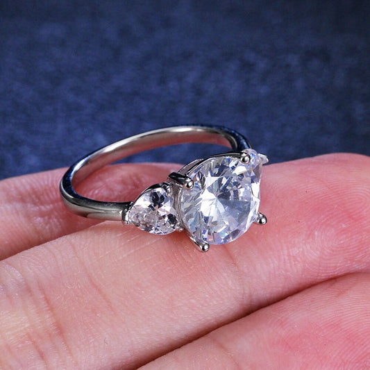 Silver Moissanite Silver Ring 3ct VVS 9MM with Certificate 100%