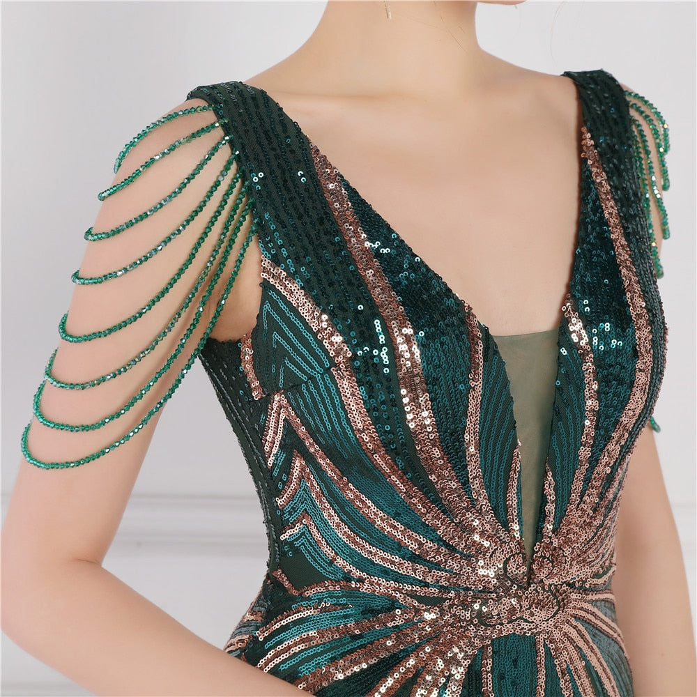 Evening wear Dresses: Long Evening Dress Luxury Beading Formal Dress Women