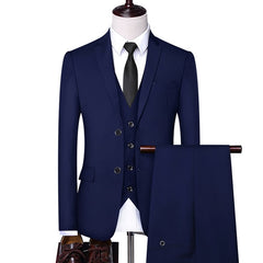 Formal Business Wedding 3 Pieces Suit Set Male Blazers Jacket Pants Vest