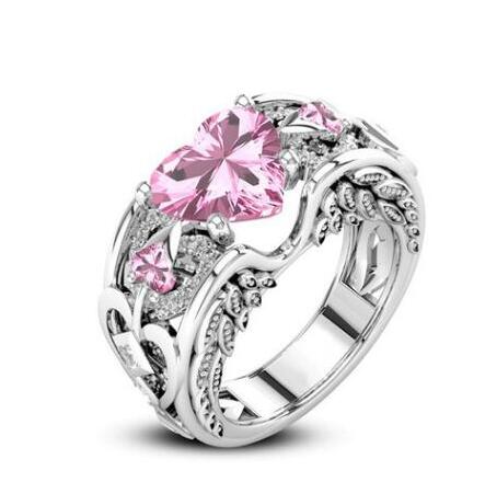 Classic 5 Color Authentic with Stamp Ring Multicolor Love Heart Zircon Plata Ring