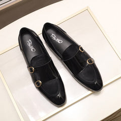 Mens Wedding Loafers Gentlemen Party Dress Shoes Patent Leather with Horse