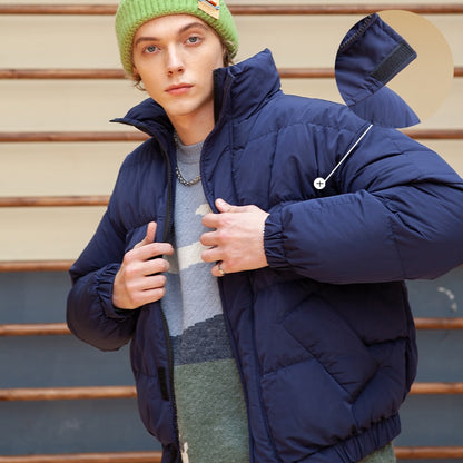 Warm Bubble Coat Winter Jacket Streetwear Solid Black Parkas Man Korean Fashion Puffer Jackets Coats