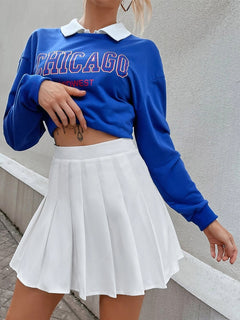 Preppy Style High Waist Solid Pleated Mini Skirt Women Summer Spring Korean