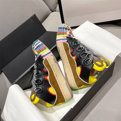 Women Sneakers Luxury Designers Leather Fashion Platform Casual Shoes Brand