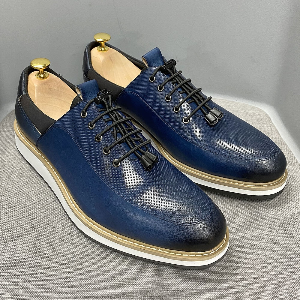 Fashion Men Casual Shoes Brand High Quality Genuine Leather Lace Up