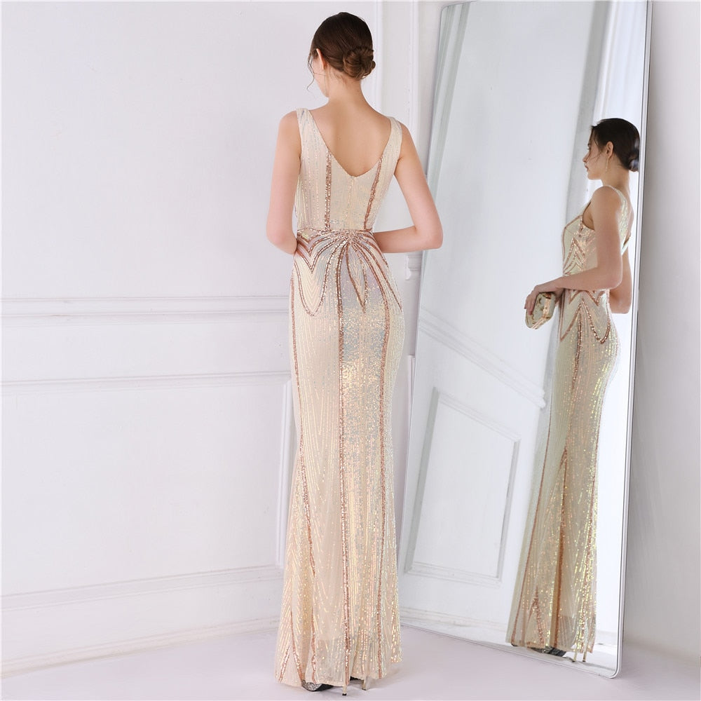 Evening wear Dresses: Mermaid Evening Dress Luxury Sequin Party Maxi Dress
