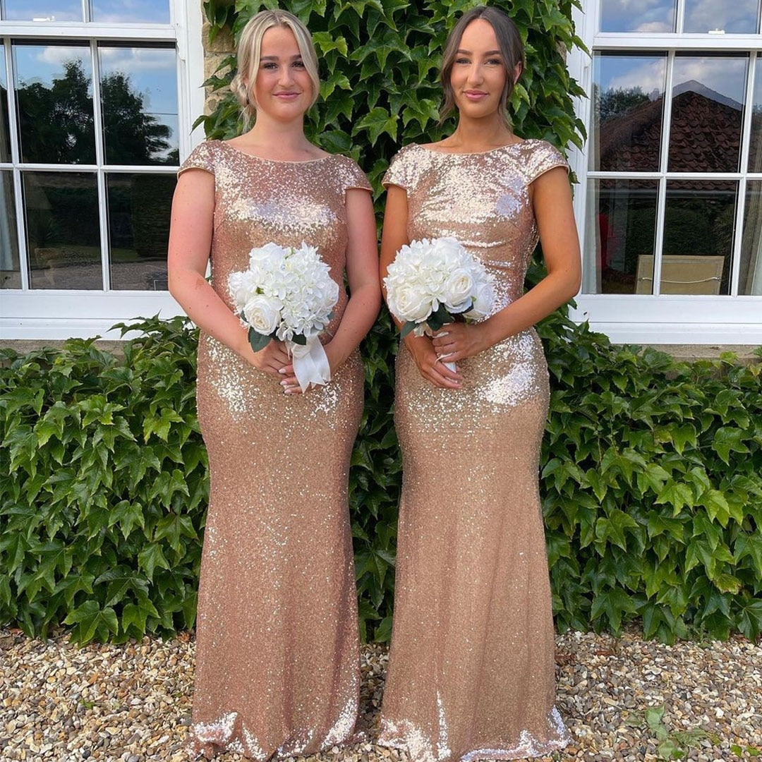 Homecoming Dresses: Gold Prom Gowns for Women Features Sequins Low Cowl Back