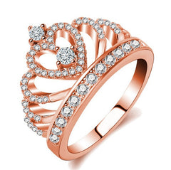 CC Women Rings Queen Crown Jewelry White Gold Plated Wedding Accessories