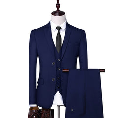 Formal Business Wedding 3 Pieces Suit Set Male Blazers Jacket Pants Vest