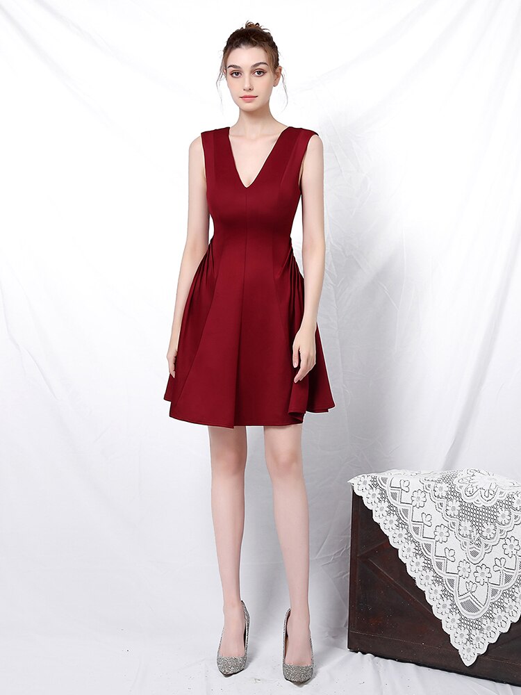Homecoming Dresses: Double V-Neck Nightclub Femininity Elegant Celebrity Short