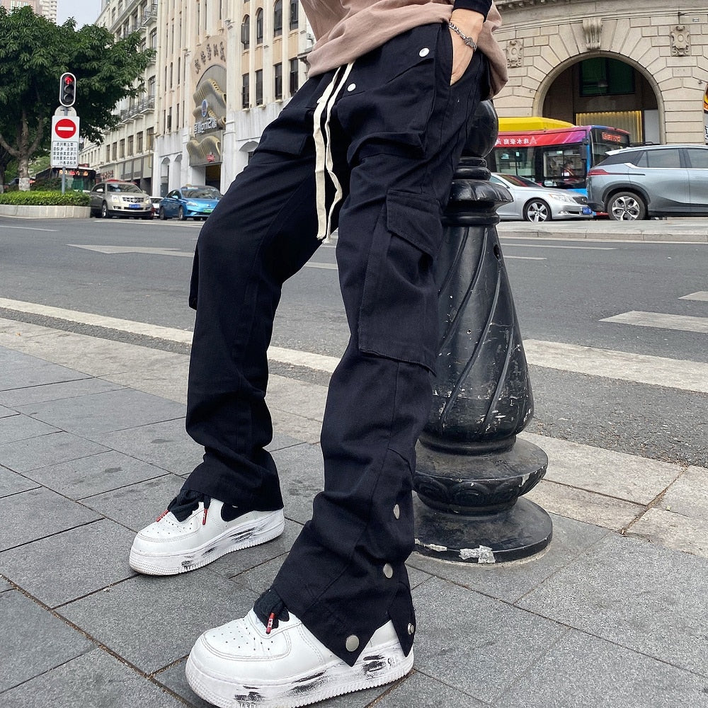 Fashion Chic Men Cargo Pants Streetwear Joggers High Street Techwear Man
