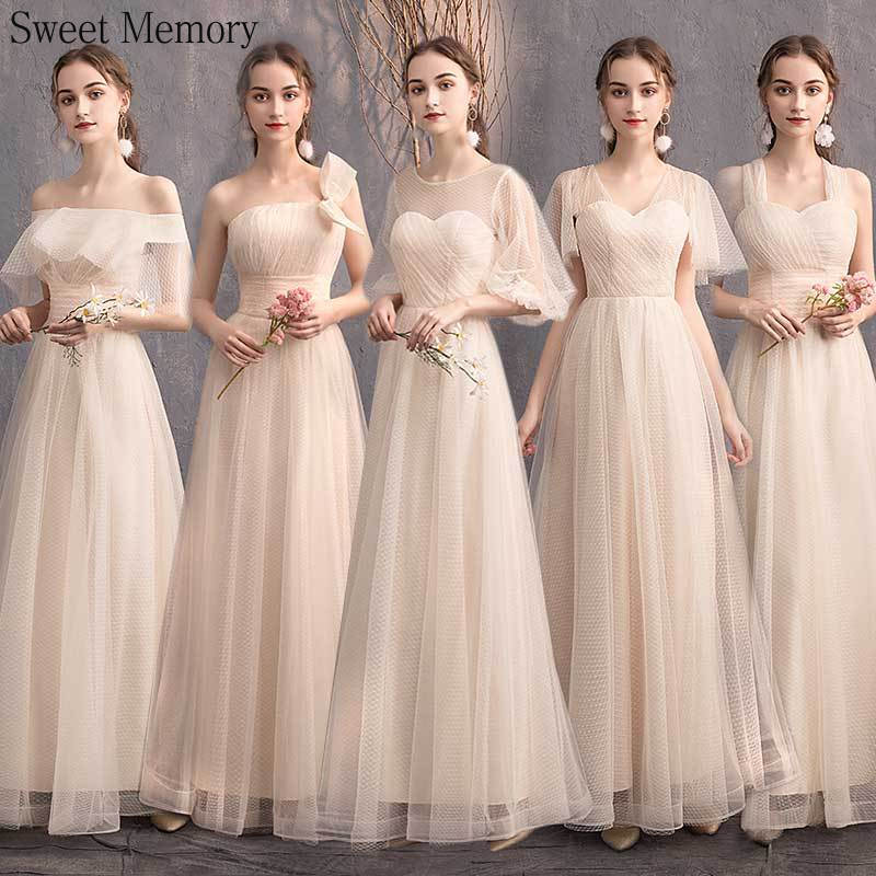Homecoming Dresses: Long Light Cream Champagne Prom Dresses Tulle Formal Gown