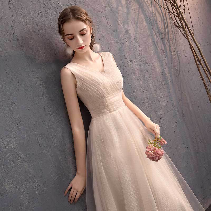Homecoming Dresses: Long Light Cream Champagne Prom Dresses Tulle Formal Gown