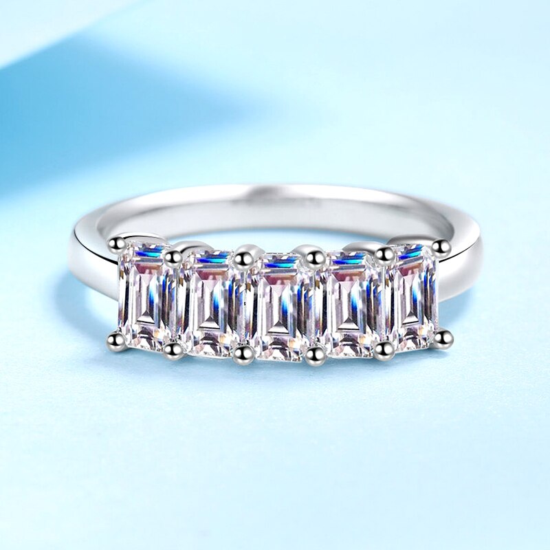 Real 2.5CT Grandmother Cut D Moissanite Ring GRA Certificate S925