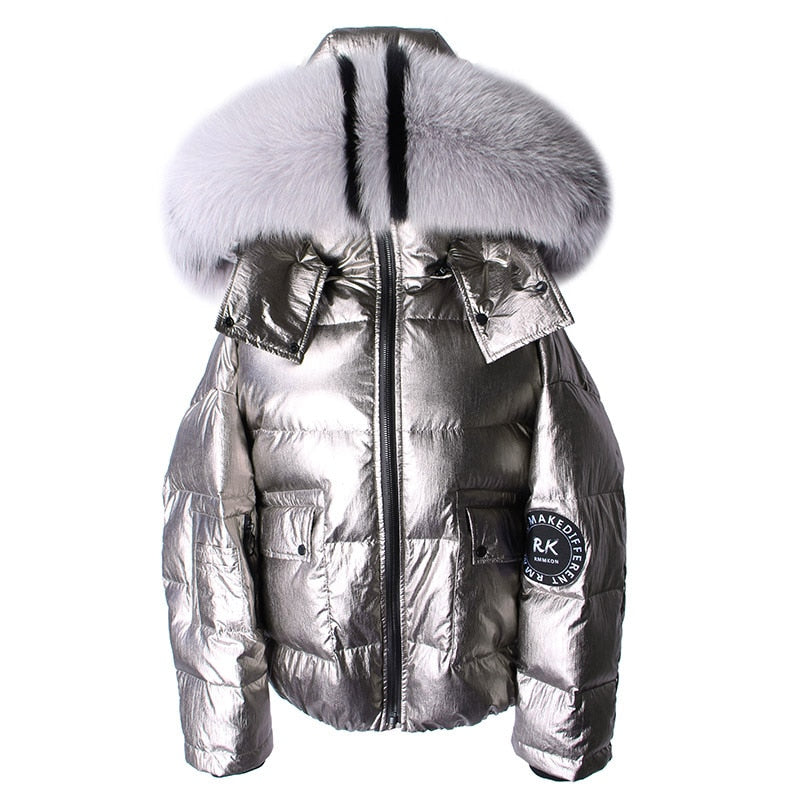 Winter Jacket Women Real Fur Coat Parkas Duck Down Lining Coat