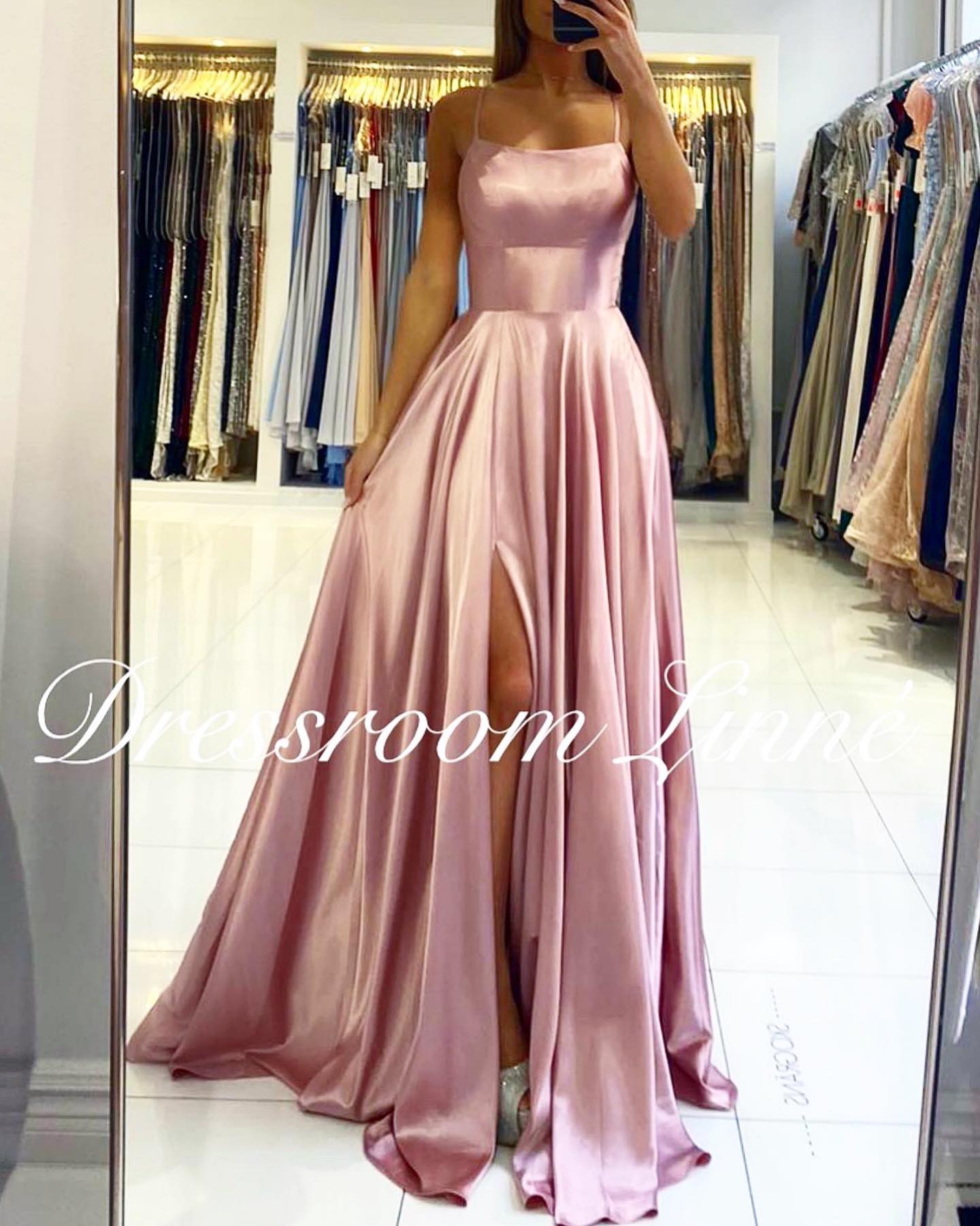 Homecoming Dresses: Prom Dress Satin A-line Gown with Strappy Lace Up Back