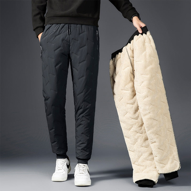Men Winter Fleece Thick Lambswool Warm Sweatpants Casual
