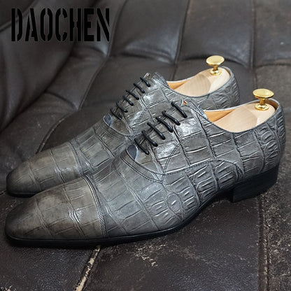 Italian Men Oxford Shoes Pattern Prints Mens Dress Shoes Lace Up
