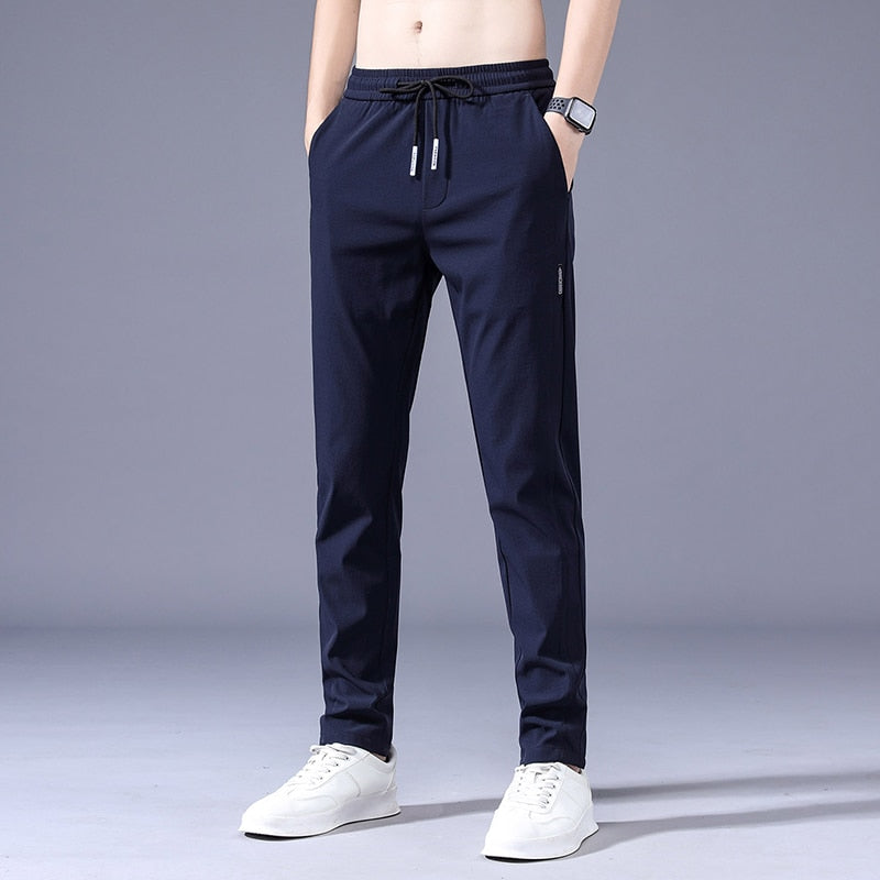 Men Trousers Spring Summer Thin Green Solid Color