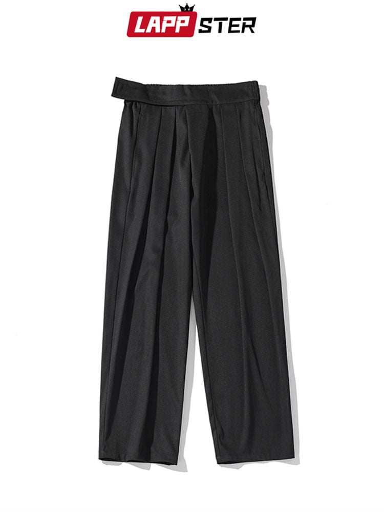 Men Korean Fashion Wide Leg Pants Mens Black Loose