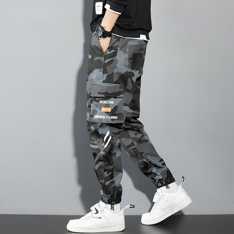 Black Cargo Pants Men Y2K Streetwear Casual Pants Green Plus Size Camo