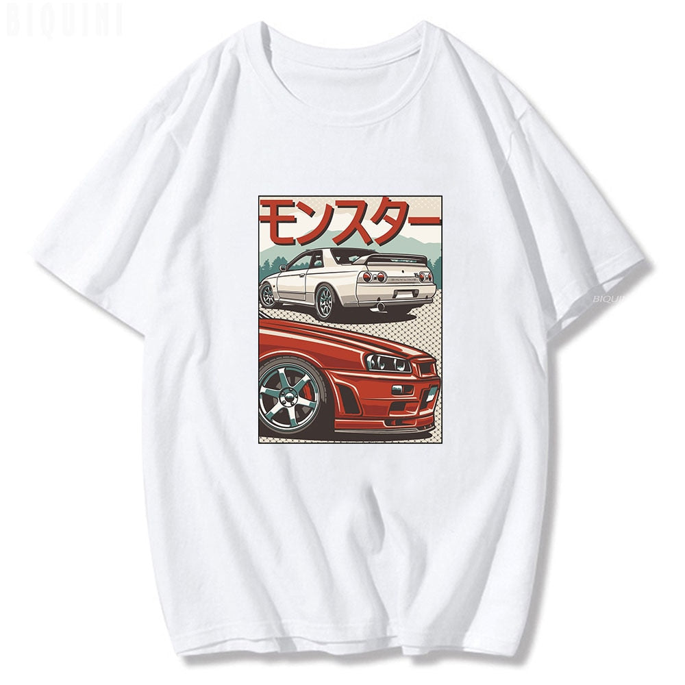 JDM T Shirt for Men CRX Initial D Japan Style Retro 90s Del Sol 100% Cotton Short