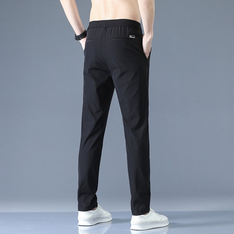 Men Trousers Spring Summer Thin Green Solid Color