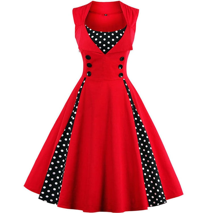 S-4XL Women Robe Retro  Vintage Dress 50s 60s Rockabilly Dot Swing Pin Up