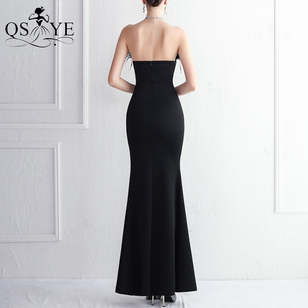 Homecoming Dresses: Prom Dresses Ostrich Feather Stretch Mermaid Evening Gown