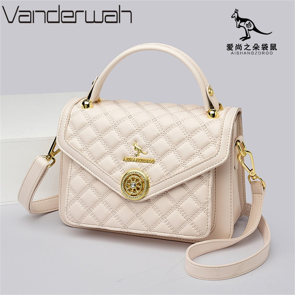 Luxury Women 3 Layers Handbags High Quality Designer Soft Leather Crossbody