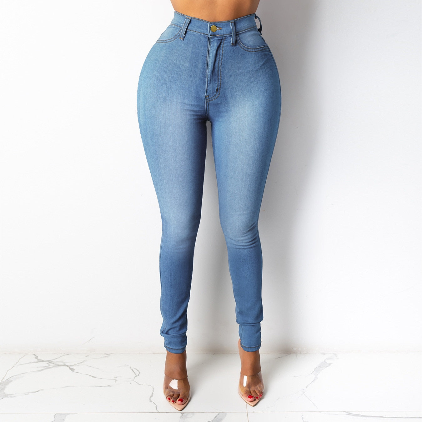 5 Colors High Waist Thin Jeans For Women Fashion Casual Slim Elastic Denim