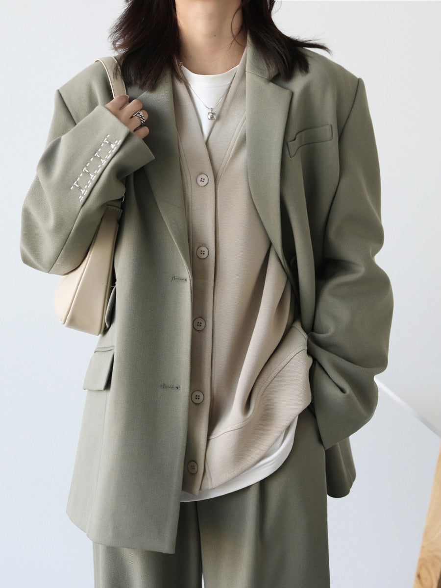Autumn Winter Women Sports Coat Casual Loose V-neck