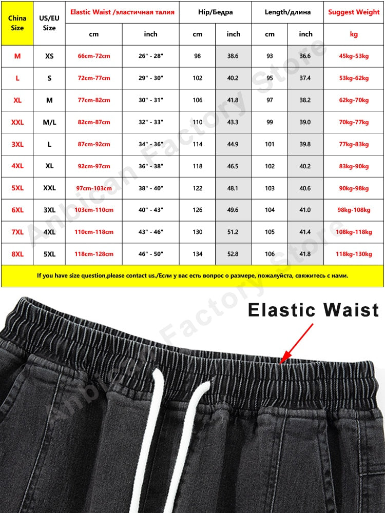 Spring Summer Black Blue Baggy Jeans Men Streetwear Denim Joggers Casual