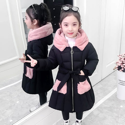 Children Winter Jacket for Girl Hooded Coat snowsuit Down cotton