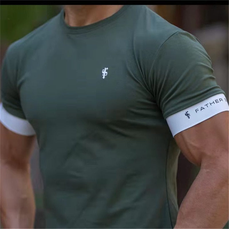 T-shirt Men Short sleeve T-shirt Casual Slim t shirt Male Fitness Bodybuilding