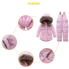 Children Snowsuit Winter Baby Down Jacket Jumpsuit Parka Real Fur