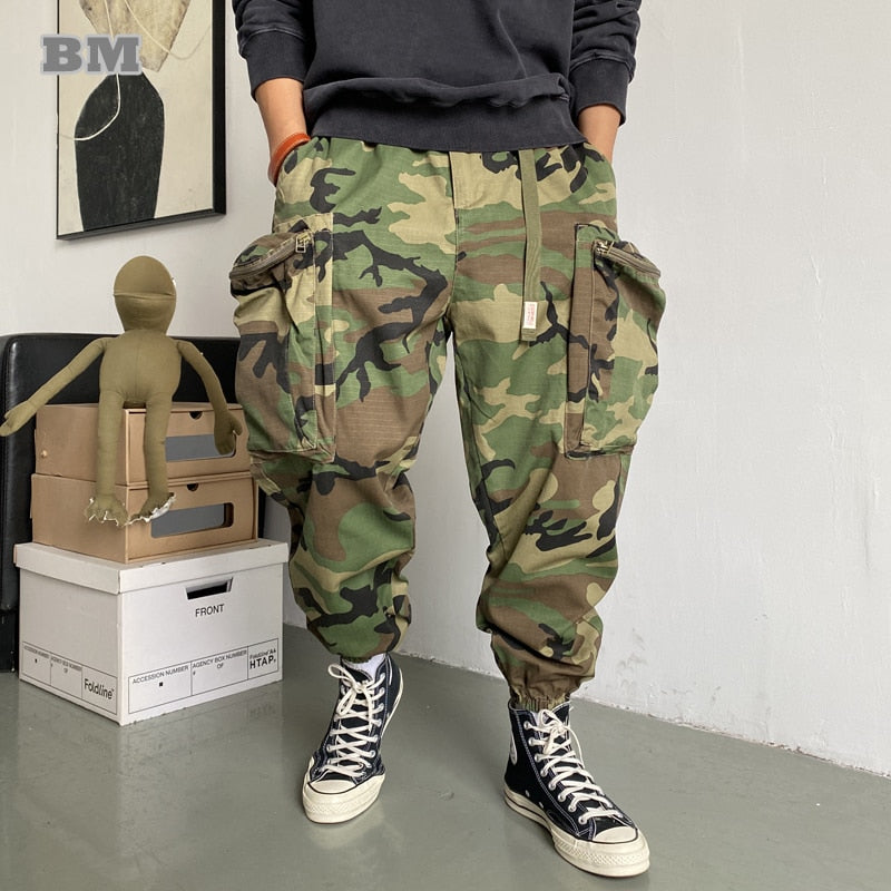 Military Style Camouflage Tactical Pants Streetwear Hip Hop Oversized Harem