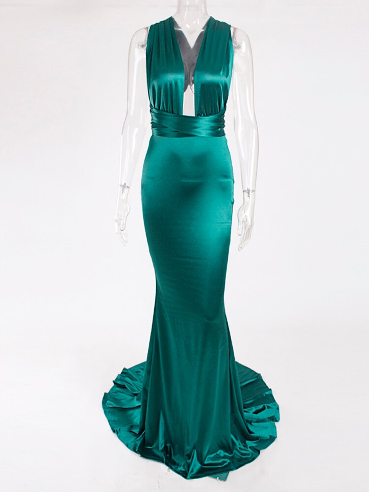 Evening wear Dresses: Wedding Party Straps Evening Maxi Mermaid Gown Prom Court