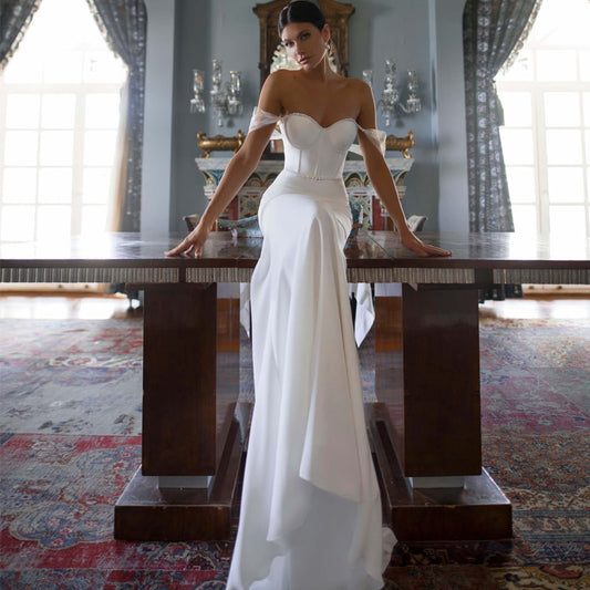 White Bridesmaid Dresses: Wedding Dresses White Sweetheart Pearls Bride Dress