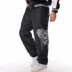 Straight Baggy Jeans Loose Hip Hop Jeans Men Printed Hip-hop